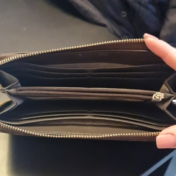 Michael Kors Brown Signature Leather Zip Wallet - Picture 8 of 11